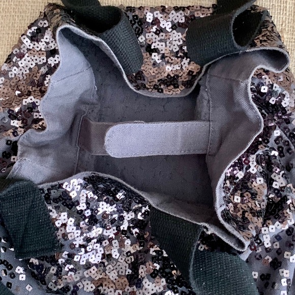AEROPOSTALE Canvas Tote w/ Sequins Black Gray - Picture 4 of 6